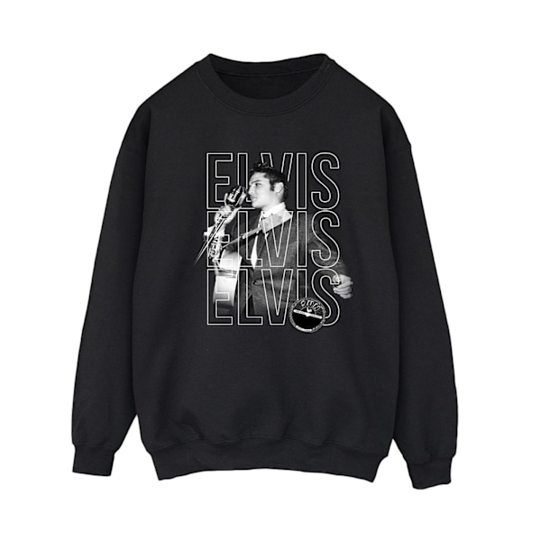 Elvis Dam/Kvinnor Trippel Logotyp Porträtt Sweatshirt XL Svart Black XL