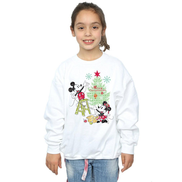 Disney Girls Mickey And Minnie Julgran Sweatshirt 5-6 År White 5-6 Years