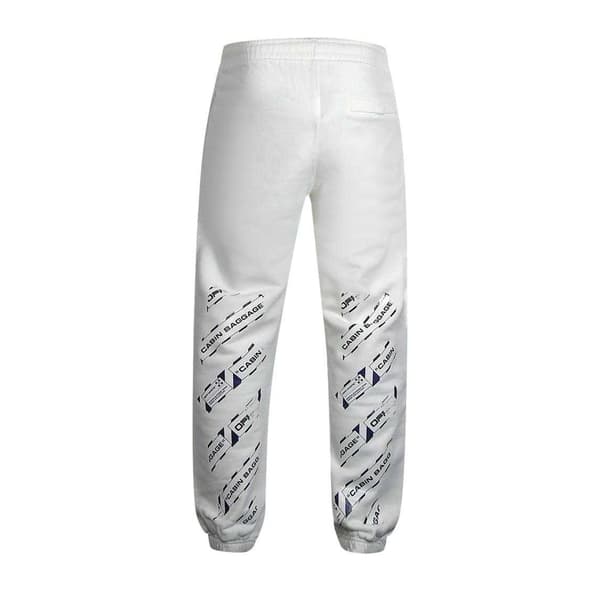 Off-White Herr Airport Logotyp Tejpade Joggingbyxor L Vit White L