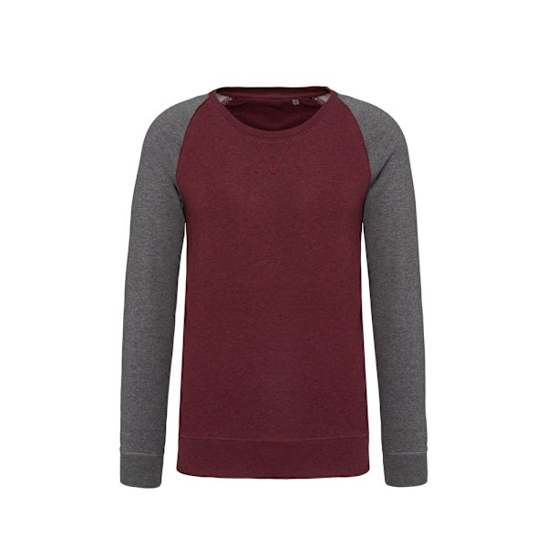 Kariban Herr Organic Tvåfärgad Sweatshirt M Vinröd Heather/Grå Heather Wine Heather/Grey Heather M