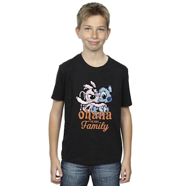 Disney Boys Lilo And Stitch Ohana Angel Hug T-Shirt 9-11 år Black 9-11 Years