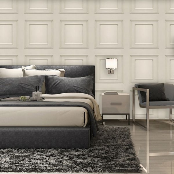 Belgravia Amara Träpanel Vinyl Texturerad Tapet 10m x 53cm Cream 10m x 53cm