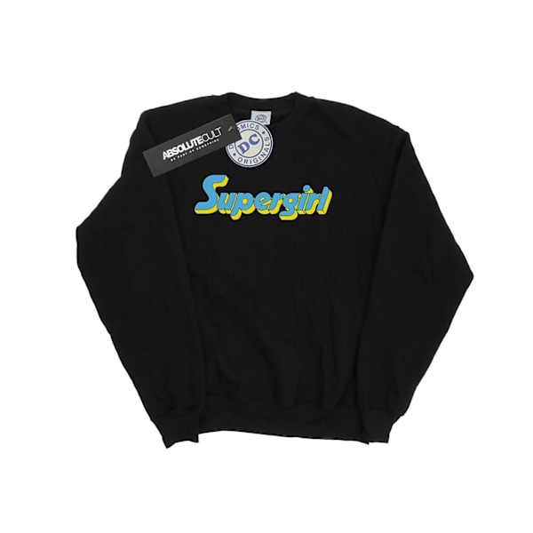 DC Comics Girls Supergirl Text Logo Sweatshirt 5-6 år Svart Black 5-6 Years