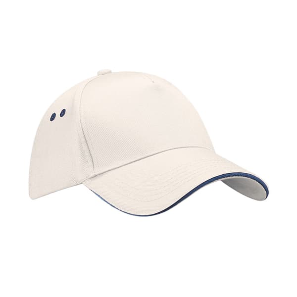Beechfield 5 Panel Sandwich Peak Baseball Cap One Size Svart/Br Black/Bright Royal Blue One Size