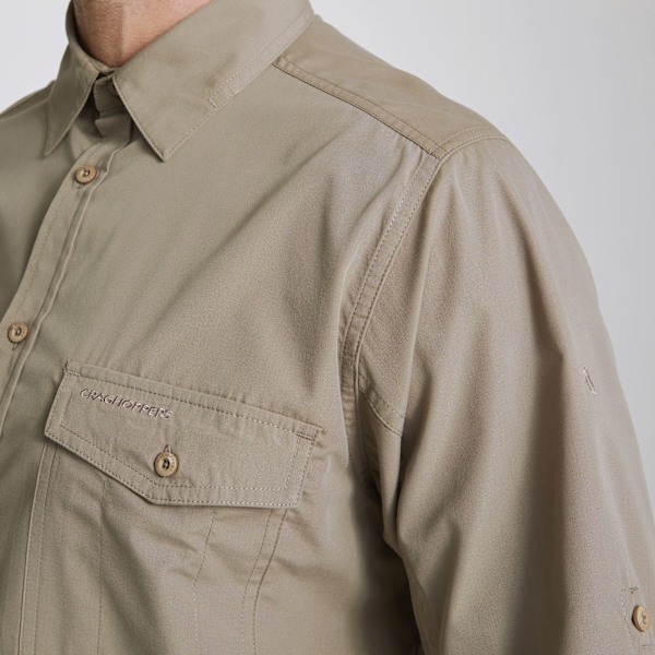 Craghoppers Mens Expert Kiwi Långärmad Skjorta XL Pebble Brown Pebble Brown XL