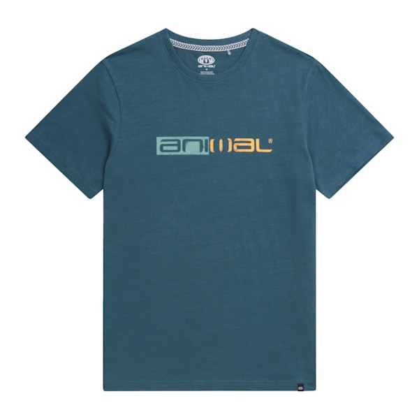 Animal Mens Jacob Distressed Logo Organic T-Shirt S Teal Teal S