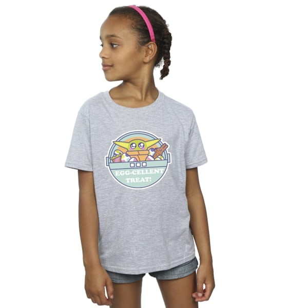 Star Wars Girls The Mandalorian Eggcellent Easter Bomull T-Shir Sports Grey 3-4 Years
