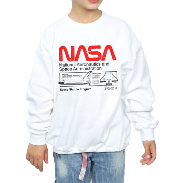 NASA Flickor Klassisk Rymdfärja Tröja 7-8 År Vit White 7-8 Years