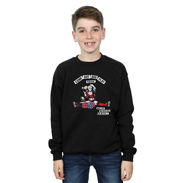 DC Comics Boys Harley Quinn Kom Ut Och Lek Sweatshirt 3-4 År Black 3-4 Years