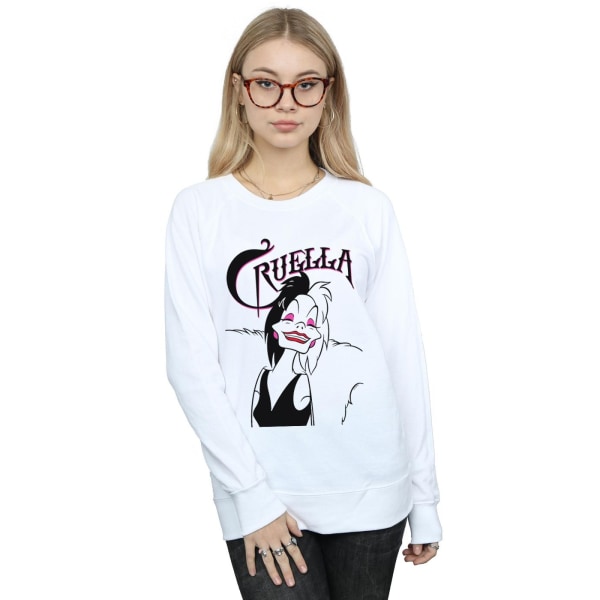 Disney Dam/Dam Cruella De Vil Evil Smile Sweatshirt XL Wh White XL