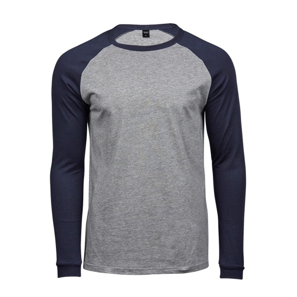 Tee Jays Herr långärmad baseball T-shirt XL Heather Grey/Blac Heather Grey/Black XL