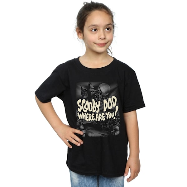 Scooby Doo Flickor Läskiga Slott Bomull T-shirt 7-8 År Svart Black 7-8 Years