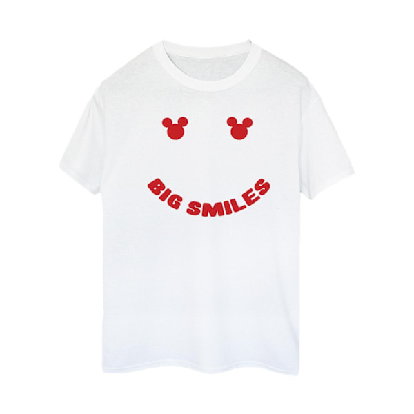 Disney Dam/Damer Mickey Mouse Big Smile Bomull Boyfriend T-shirt White L