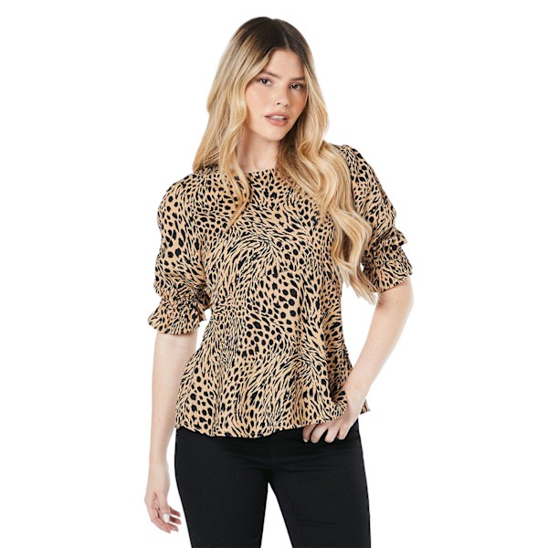 Dorothy Perkins Blus för Kvinnor/Dam med Djurtryck Storlek 12 UK Brun/Svart Brown/Black 12 UK
