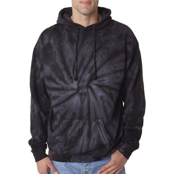 Colortone Unisex Regnbåge Tie Dye Pullover Hoodie 2XL Svart/Vit Black/White 2XL