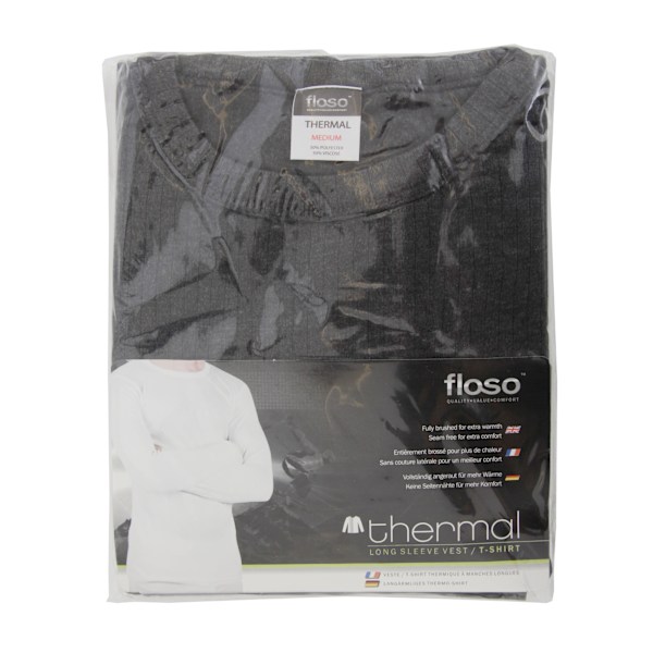 FLOSO Termisk Undertröja Långärmad Väst (Viskos Premium Range) Charcoal Chest: 32-34inch (Small)