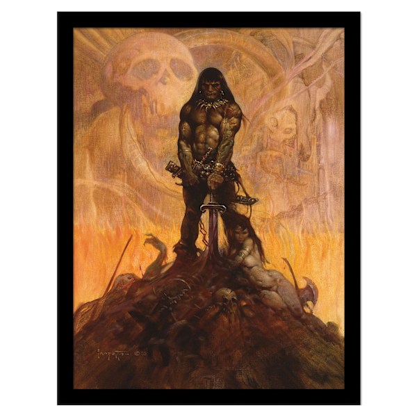 Frazetta Jurassic Kitty inramad affisch 30cm x 40cm Multifärgad Multicoloured 30cm x 40cm
