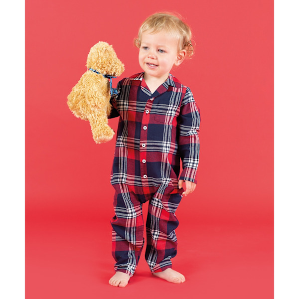 Larkwood Baby Tartan All-In-One Pyjamas 24-36 Månader Röd/Marinblå Red/Navy 24-36 Months