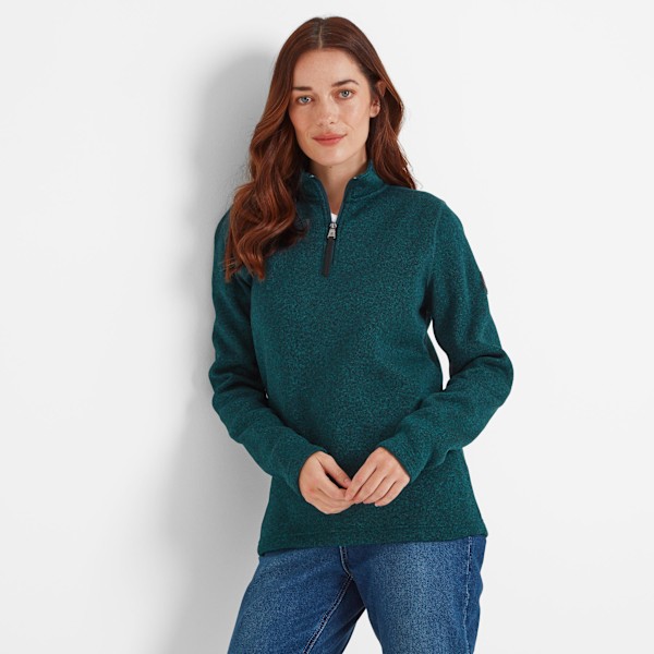 TOG24 Dam/Kvinna Pearson Kvart Zip Fleece Topp 8 UK Deep Teal Deep Teal Marl 8 UK