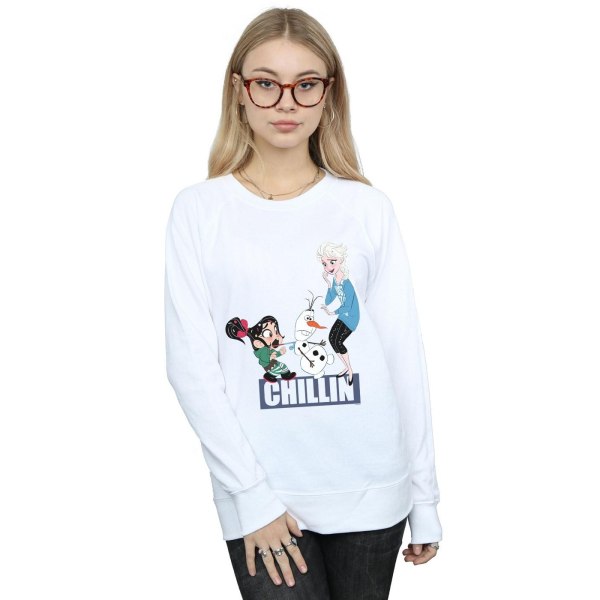 Disney Dam/Kvinnor Wreck It Ralph Elsa Och Vanellope Sweatshirt White L