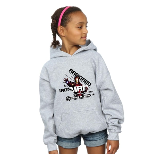 Marvel Girls Avengers Iron Man Armoured Avenger Hoodie 9-11 år Sports Grey 9-11 Years