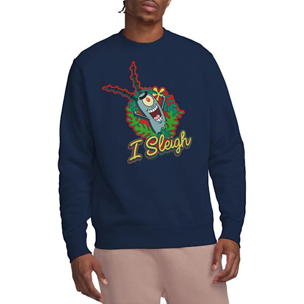 SvampBob Fyrkant Unisex Vuxen Jag Slädar Plankton Krans Jul Navy XXL