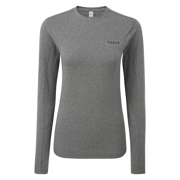 TOG24 Dam/Kvinnor Snowdon Crew Neck Termisk Topp 8 UK Grå Mar Grey Marl 8 UK