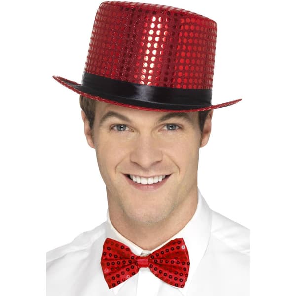 Smiffys Paljett Hög Hatt One Size Röd Red One Size