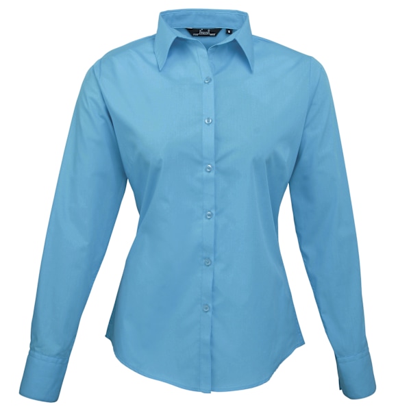 Premier Dam/Kvinnor Poplin Långärmad Blus 10 Turkos Turquoise 10