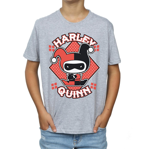 DC Comics Boys Chibi Harley Quinn Badge T-Shirt 5-6 år Sport Sports Grey 5-6 Years