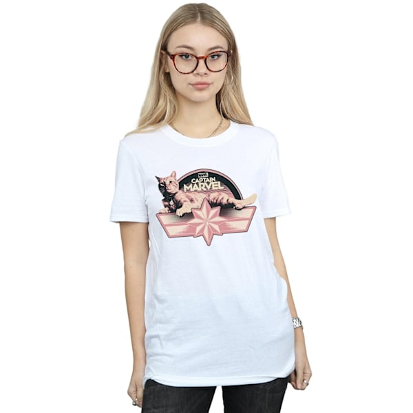 Marvel Womens/Ladies Captain Marvel Chillin Goose Cotton Boyfri White S