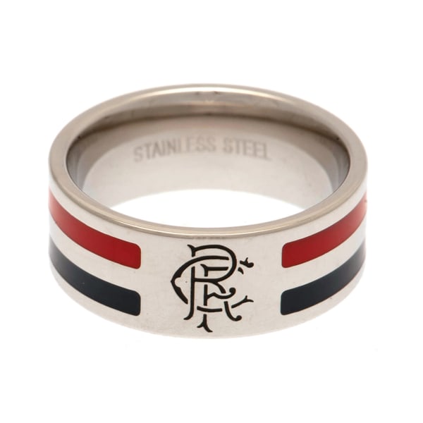 Rangers FC Rostfritt stål randigt band Ring U Silver Silver U
