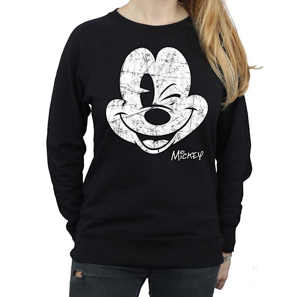 Disney Dam/Kvinnor Mickey Mouse Ansikte Sweatshirt M Svart Black M