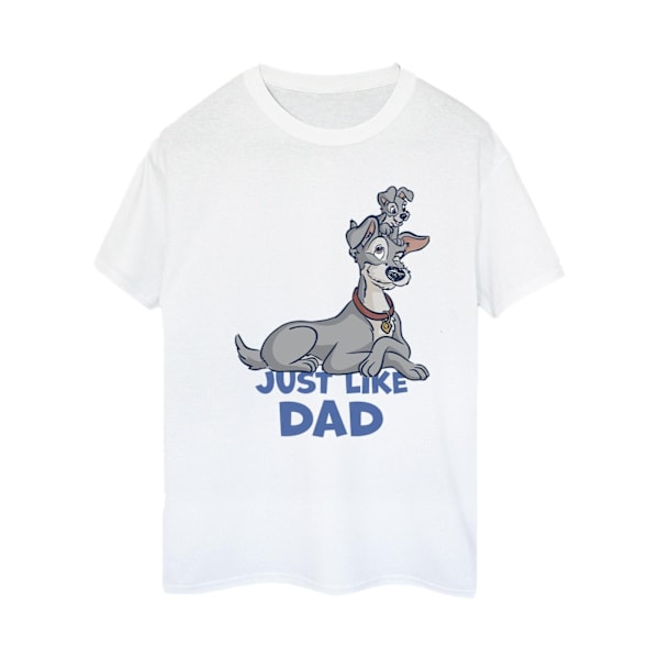 Disney Dam/Damer Lady Och Lufsen Precis Som Pappa Bomull Pojkvän T-Shirt White L