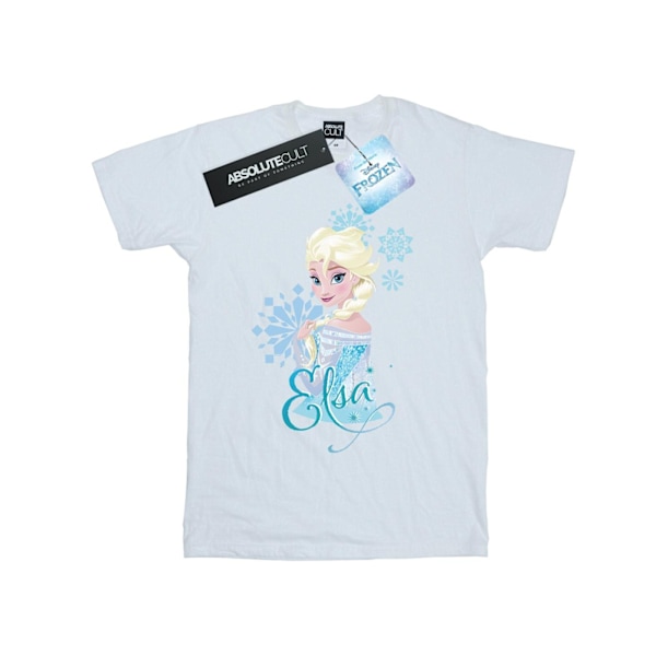 Disney Pojkar Frozen Elsa Snöflingor T-Shirt 7-8 År Vit White 7-8 Years