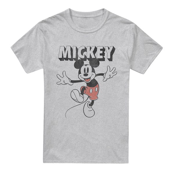 Mickey Mouse & Vänner Herr T-Shirt med Hopptryck Stl M Gråmelerad Heather Grey M