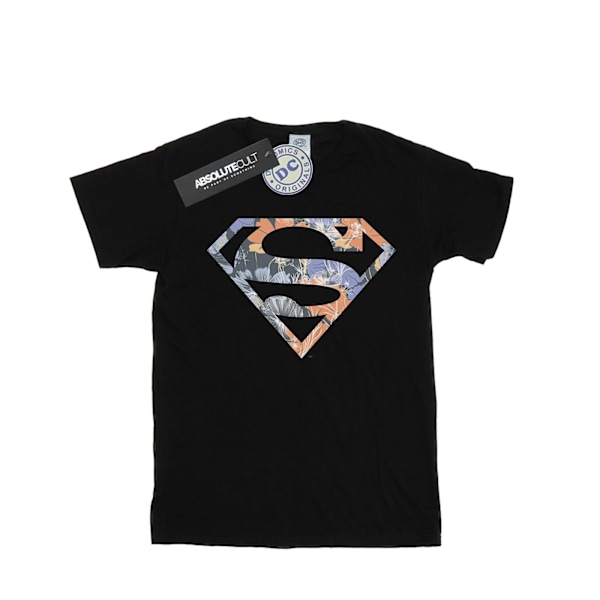 DC Comics Dam/Kvinnor Superman Blommig Logotyp 2 Bomull Pojkvän Black L