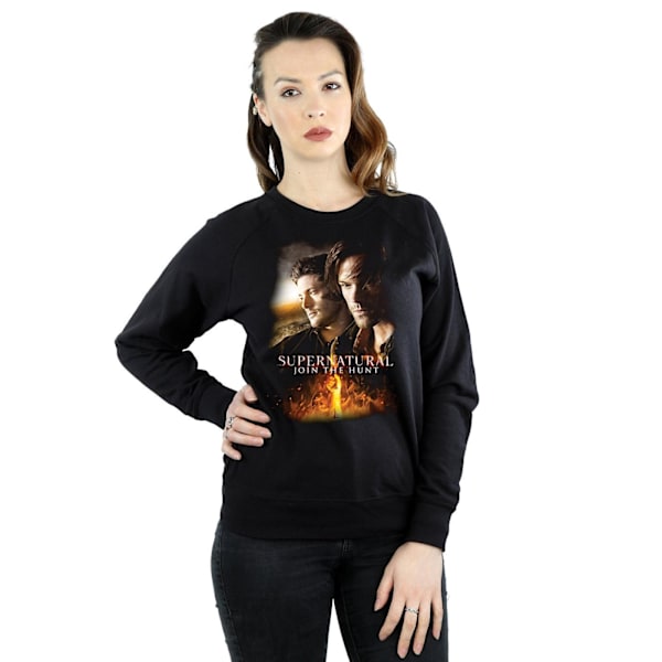 Supernatural Dam/Damer Flaming Poster Sweatshirt L Svart Black L