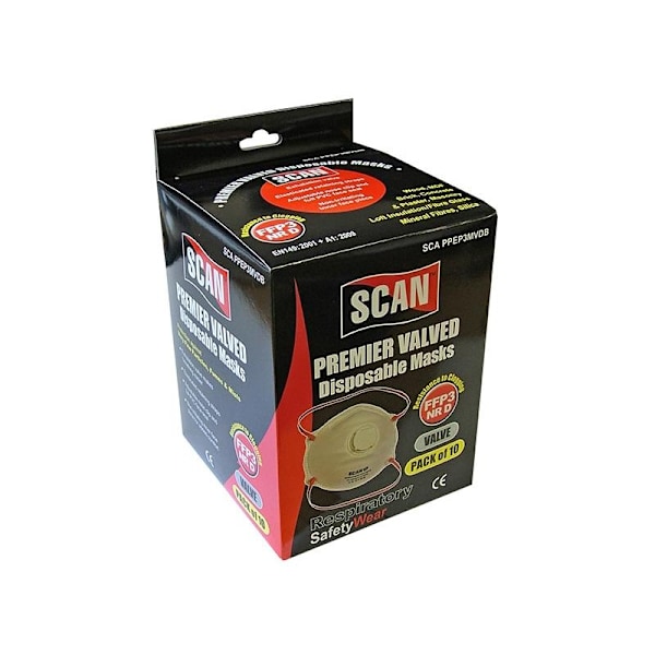 Scan Formgjuten Engångsmask med Ventil, Förpackning med 10, Flerfärgad Multi Colour Box of 10