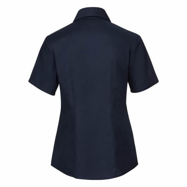 Russell Collection Dam/Kvinnor Kortärmad Lättskött Oxford Bright Navy M