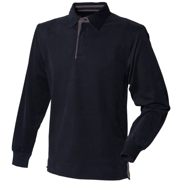 Front Row Mens Super Soft Long Sleeve Rugby Polo Shirt S Black Black S