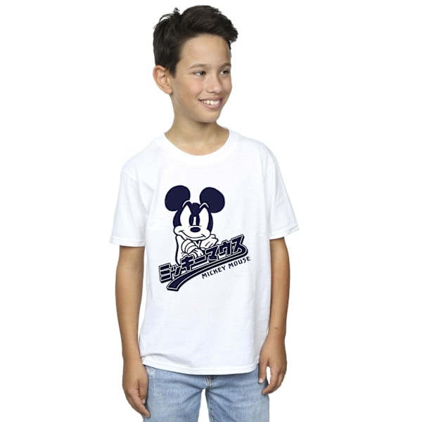 Disney Boys Mickey Mouse Japansk T-shirt 7-8 år Vit White 7-8 Years