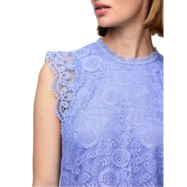 Pieces Dam Spets Hög Hals Ärmlös Blus 1 Hydrangea 14 UK