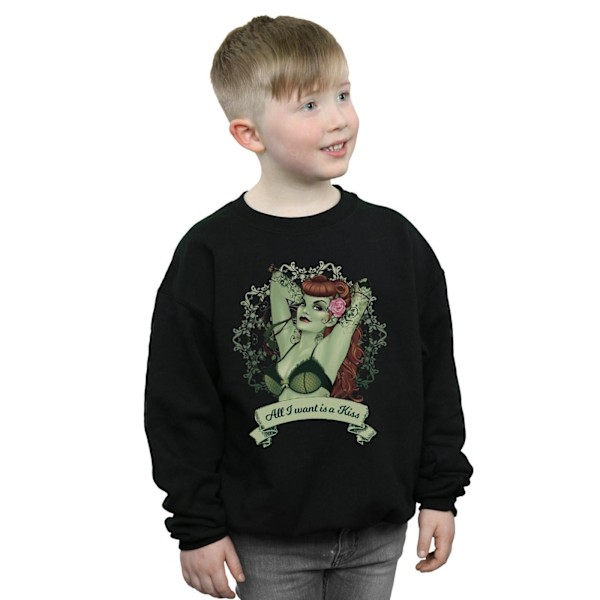 DC Comics Boys Poison Ivy All I want Is A Kiss Sweatshirt 9-11 Black 9-11 Years