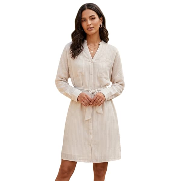 Vero Moda Dam Ines Randig Skjortklänning 8 UK Silver Silver 8 UK