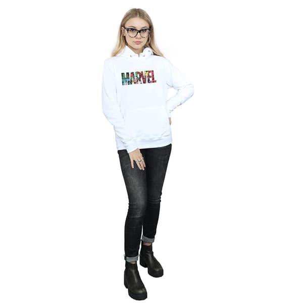 Marvel Comics Dam/Damer Infill Logo Heather Hoodie L Vit White L