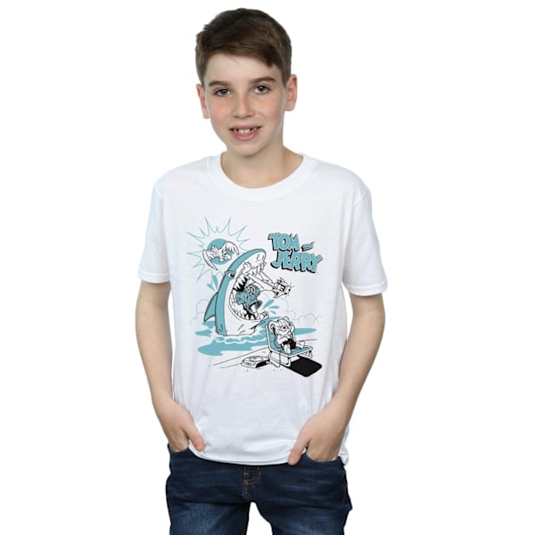 Tom och Jerry Pojkar Sommar Haj T-shirt 3-4 År Vit White 3-4 Years