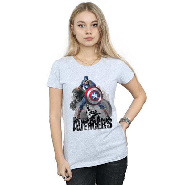 Marvel Dam/Kvinnor Captain America Action Pose Bomull T-shirt Sports Grey XL