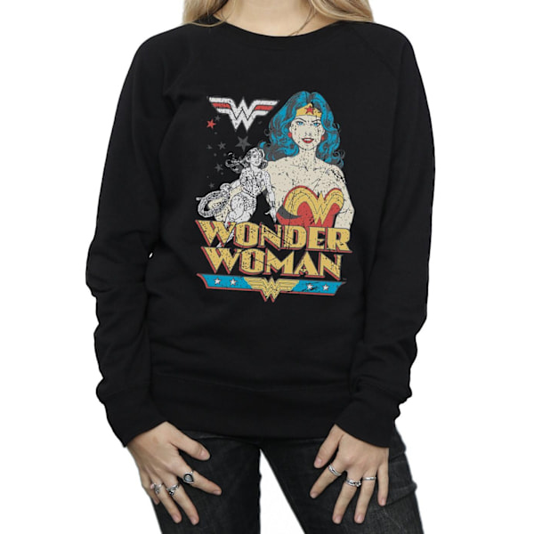 DC Comics Dam/Kvinnor Wonder Woman Poserar Sweatshirt S Svart Black S