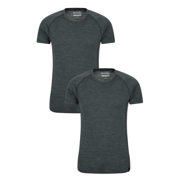 Mountain Warehouse Mens Summit Merinoull T-shirt (paket med 2) Dark Grey XS
